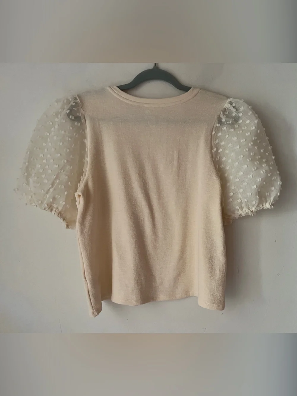 NWT Anthropologie Maeve Cream Puff-Sleeve Top Sz Medium